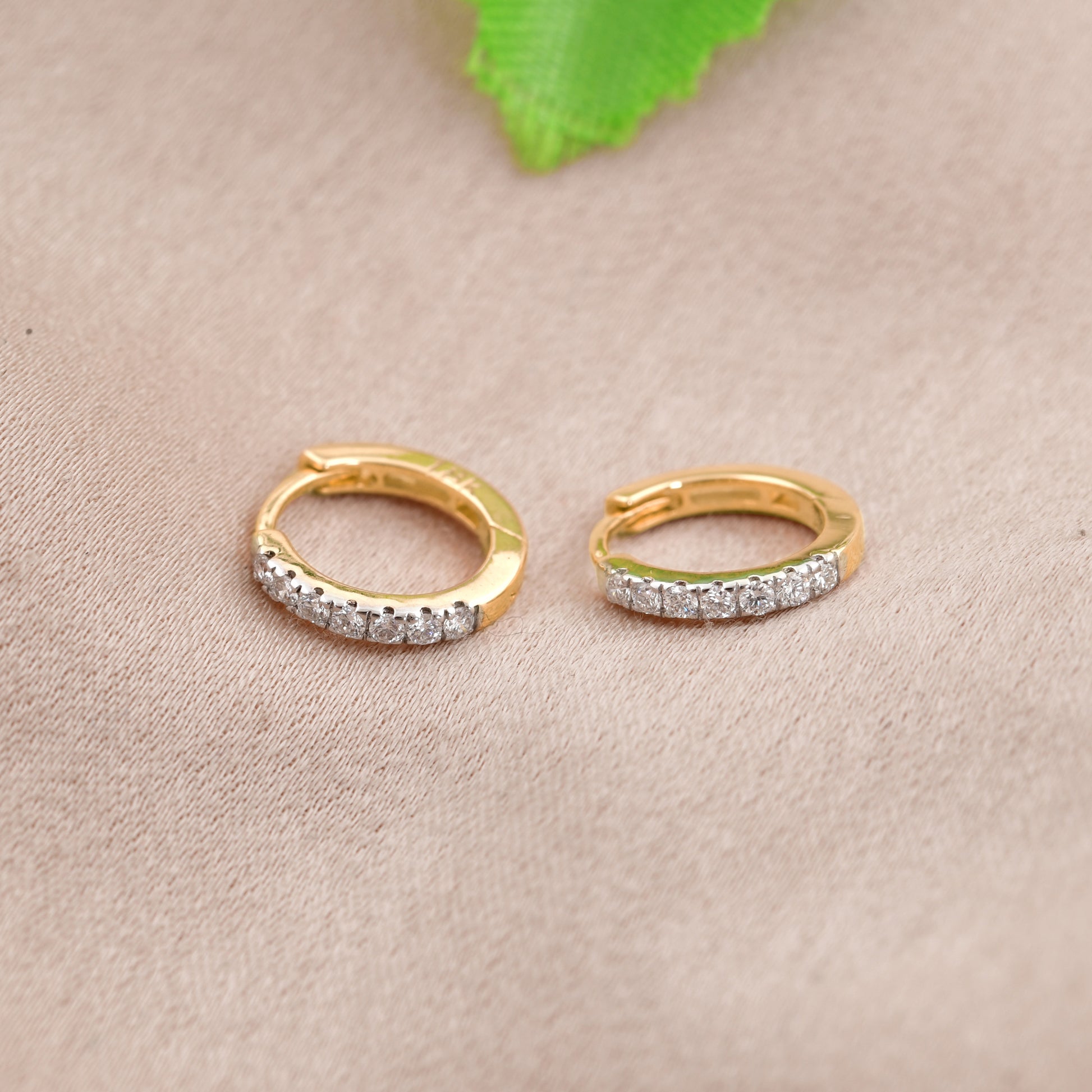 0.12 Ct Natural Pave SI/H Round Diamond Huggie Earrings