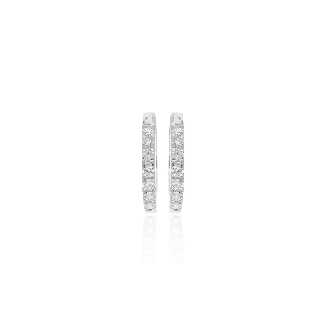 Natural Round Pavé-Set Diamond Minimal Huggies Hoop Earrings