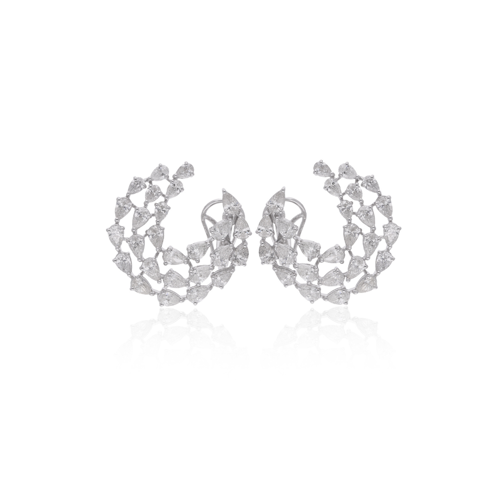7.75 Carat Pear Shape Hoop Earrings in Gold Natural Diamond Jewelry