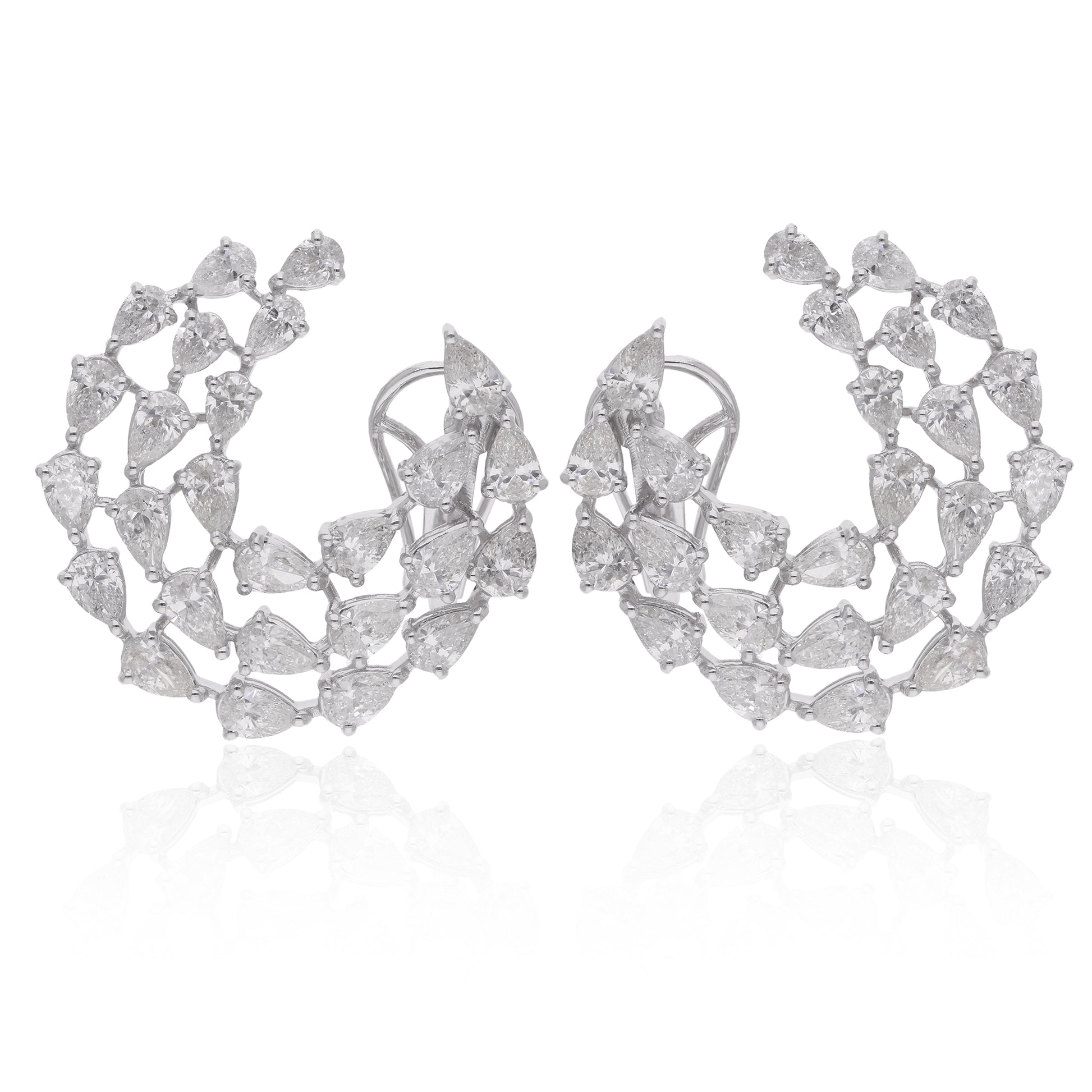 7.75 Carat Pear Shape Hoop Earrings in Gold Natural Diamond Jewelry
