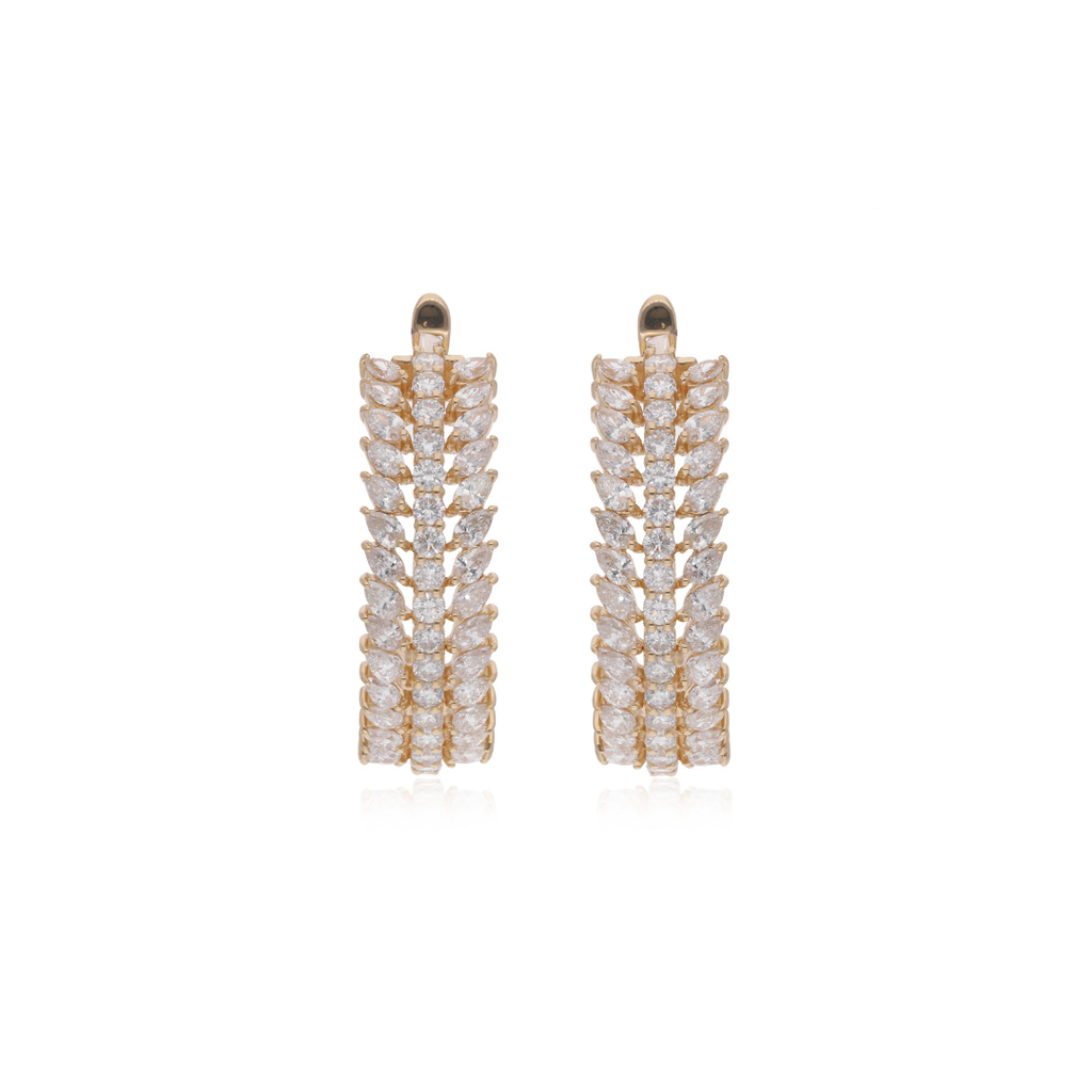 Statement Gold SI/HI Round Pear Diamond Fine Hoop Huggie Wedding Earrings