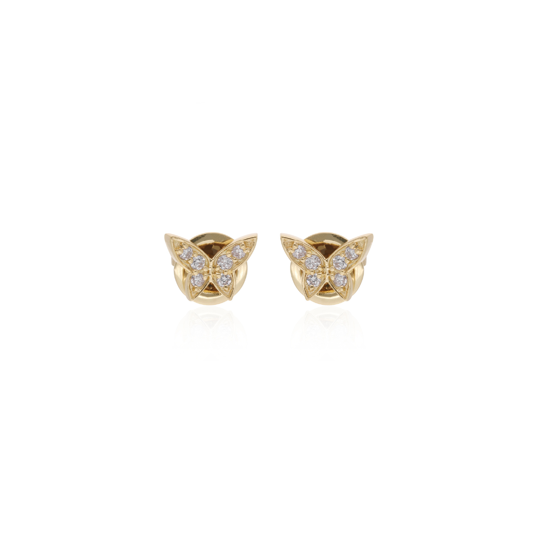 Dainty Minimalist Round Cut Diamond Butterfly Stud Earrings For Women