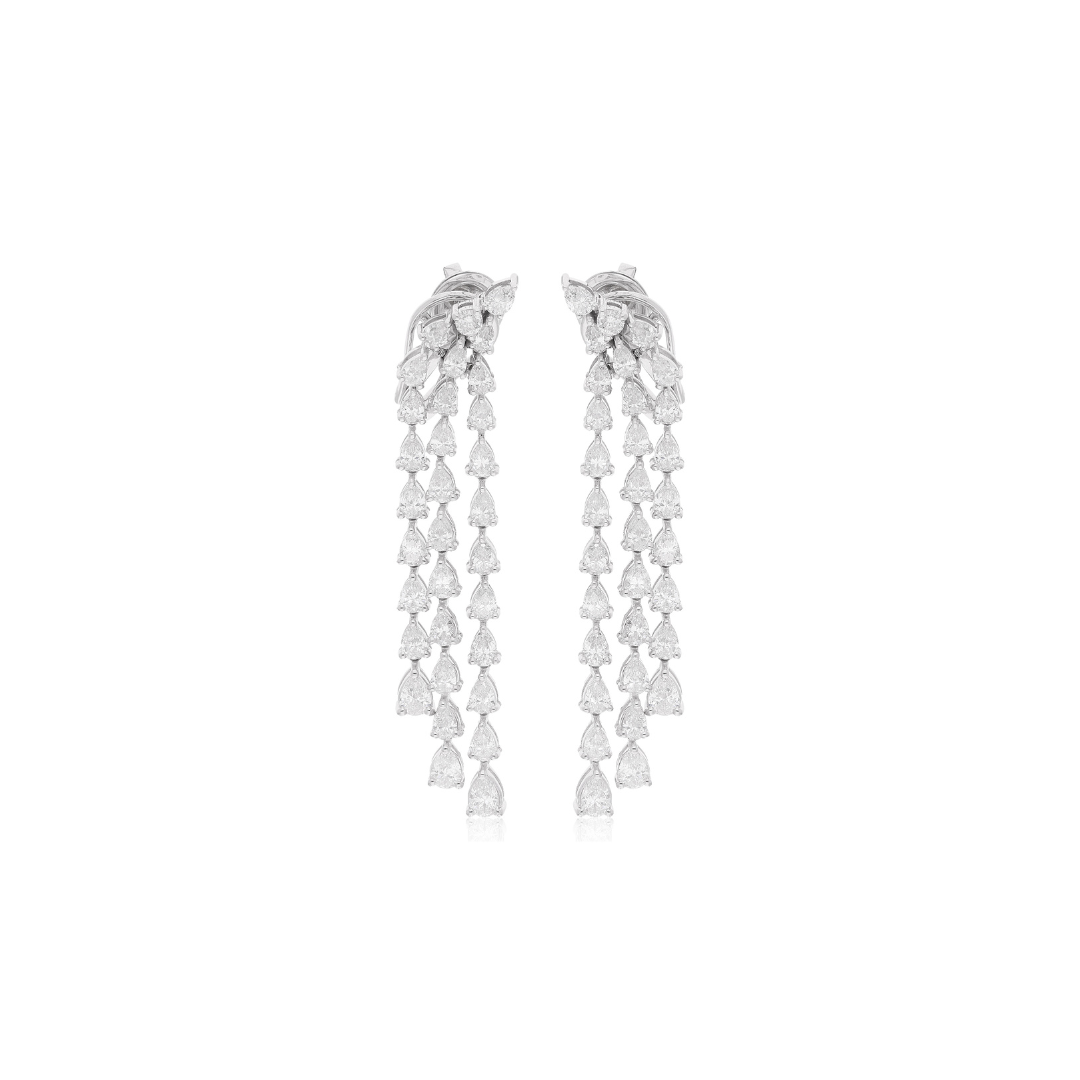 Statement Long Dangling Pear Cut 4.90Ct Natural Diamond Drop Earrings