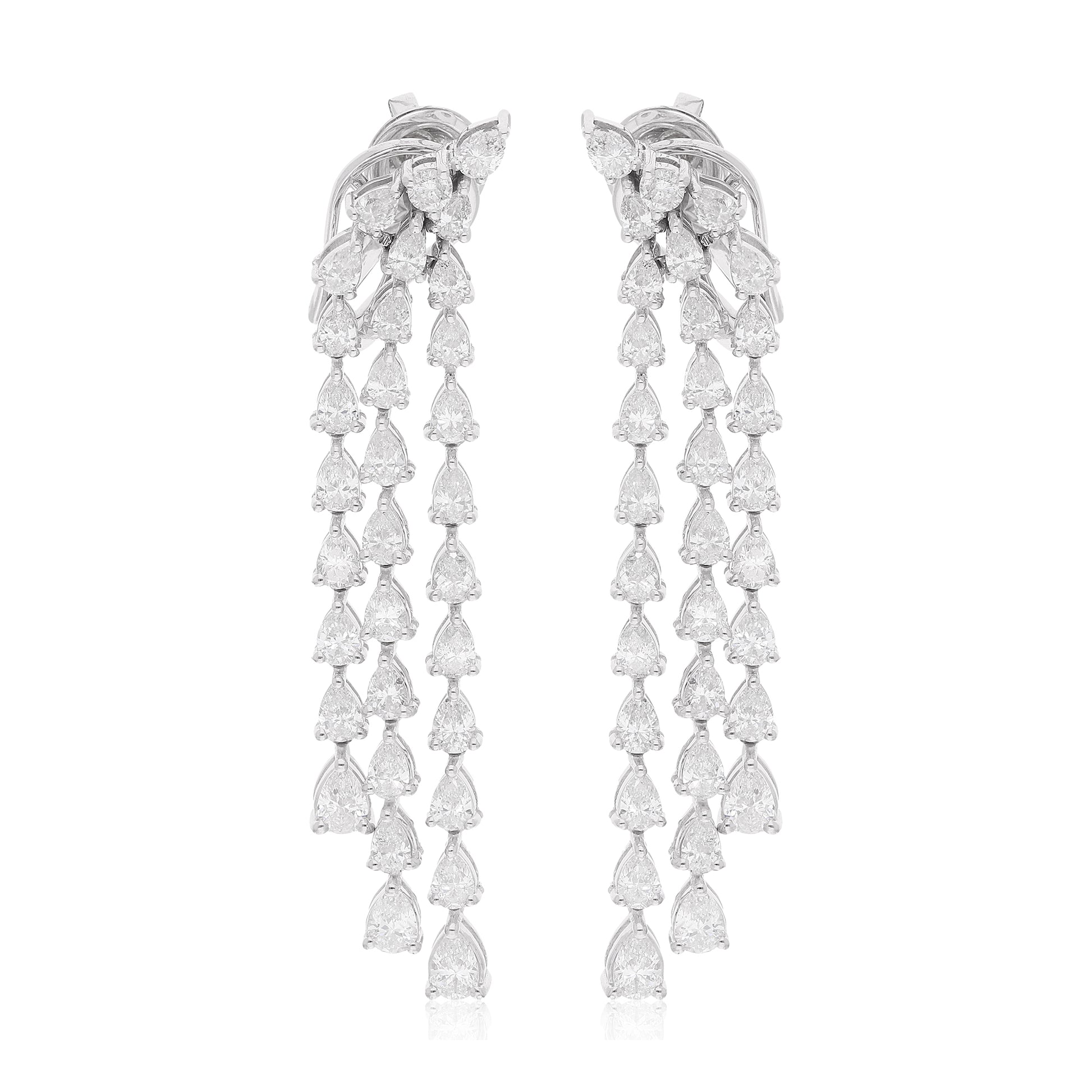 Statement Long Dangling Pear Cut 4.90Ct Natural Diamond Drop Earrings