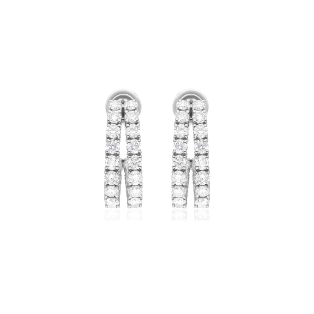 4.15 Carat Natural Round Diamond Solid Gold Half Hoop Earrings