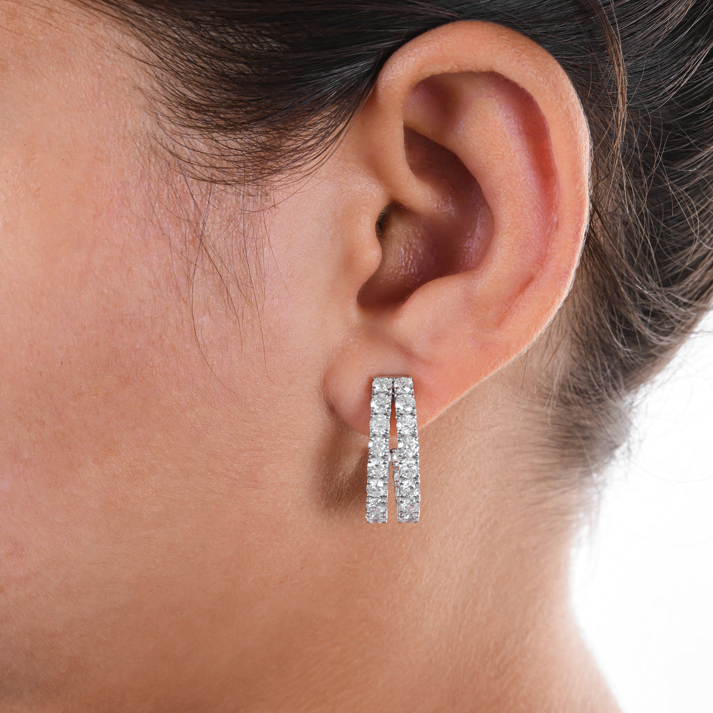 4.15 Carat Natural Round Diamond Solid Gold Half Hoop Earrings