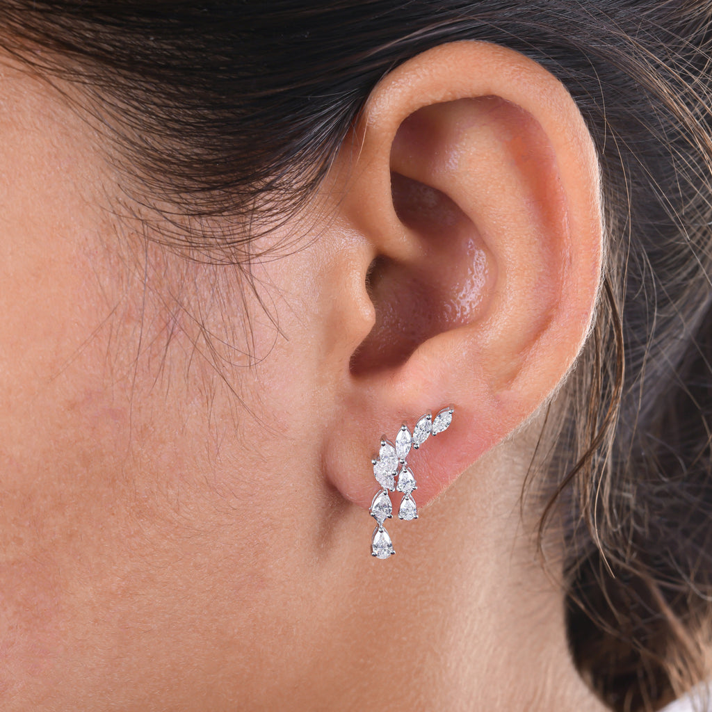 1.20 Ct SI/HI Pear Marquise Cut Diamond Stud Earrings