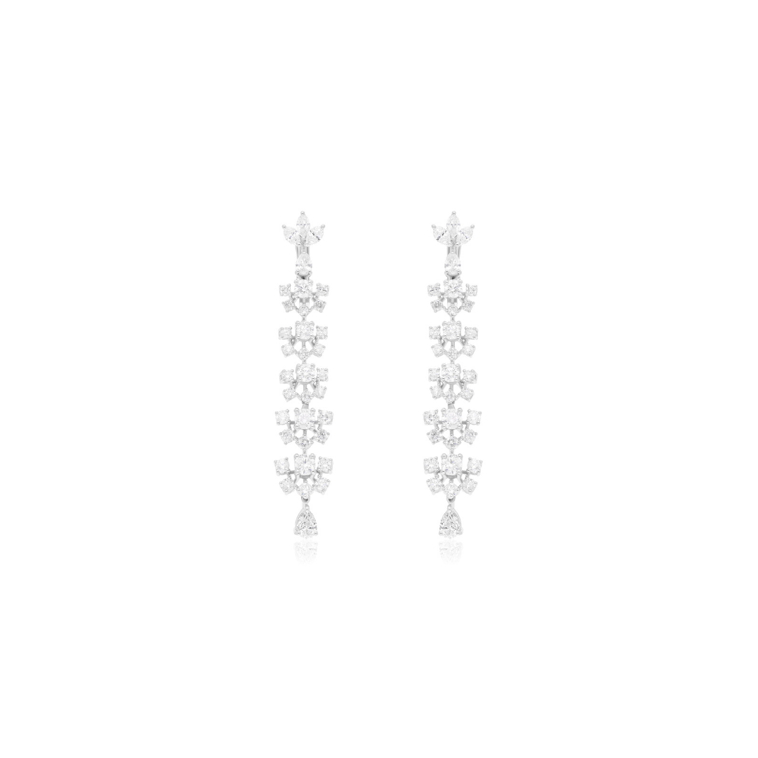 3.96 Ct SI/HI Natural Multi Cut Diamond Drop Dangle Earrings