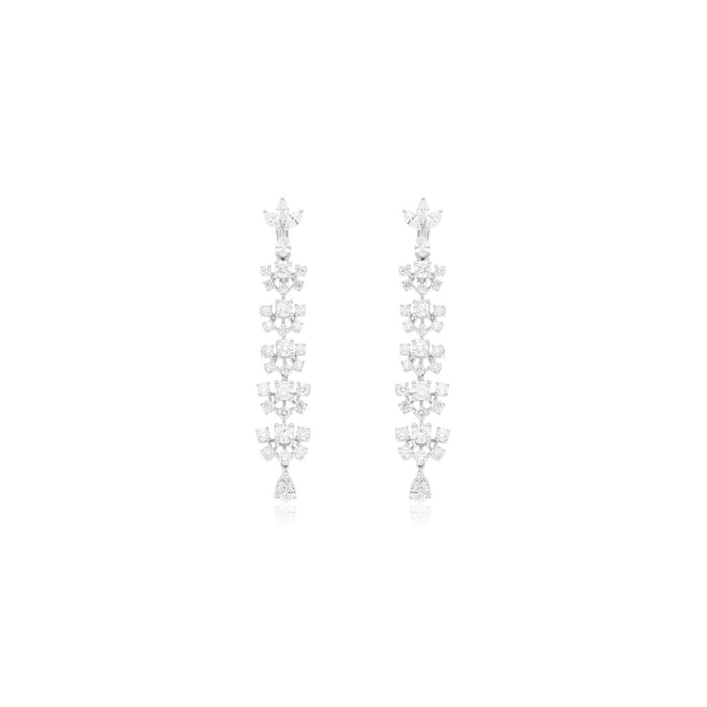 3.96 Ct SI/HI Natural Multi Cut Diamond Drop Dangle Earrings