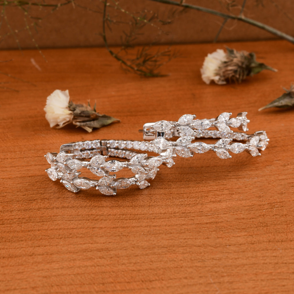 5.50 Ct H/SI Marquise Round Diamond Double Hoop Earrings