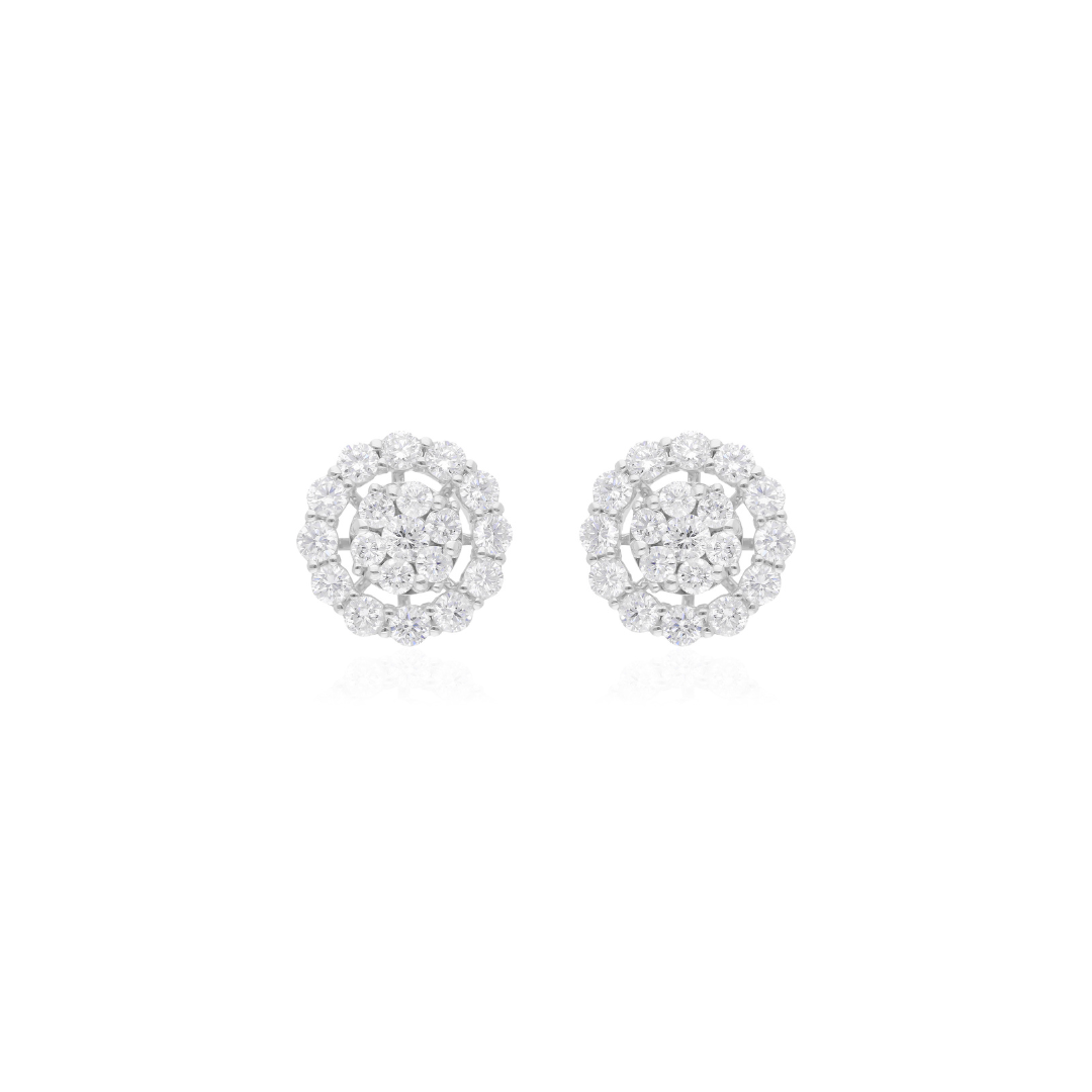 1.88 Ct. Round Diamond Cluster Studs Earrings Perfect for Anniversary
