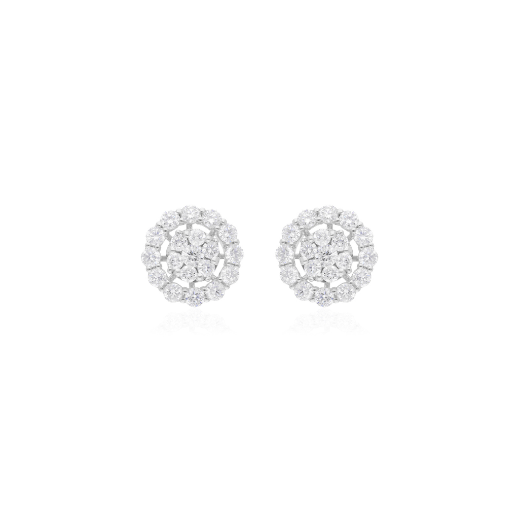 1.88 Ct. Round Diamond Cluster Studs Earrings Perfect for Anniversary
