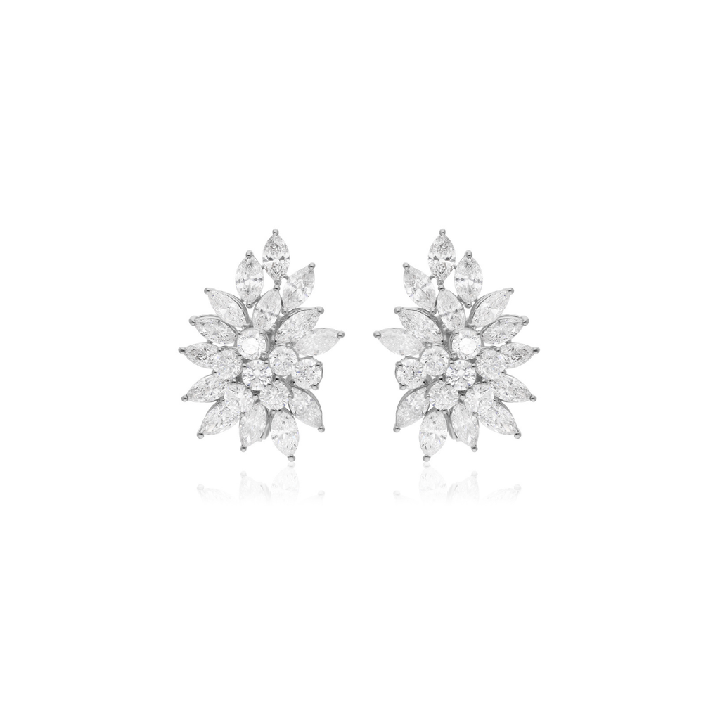9.93 Ct SI/H Round Marquise Diamond Cluster Stud Earrings Wedding Gift