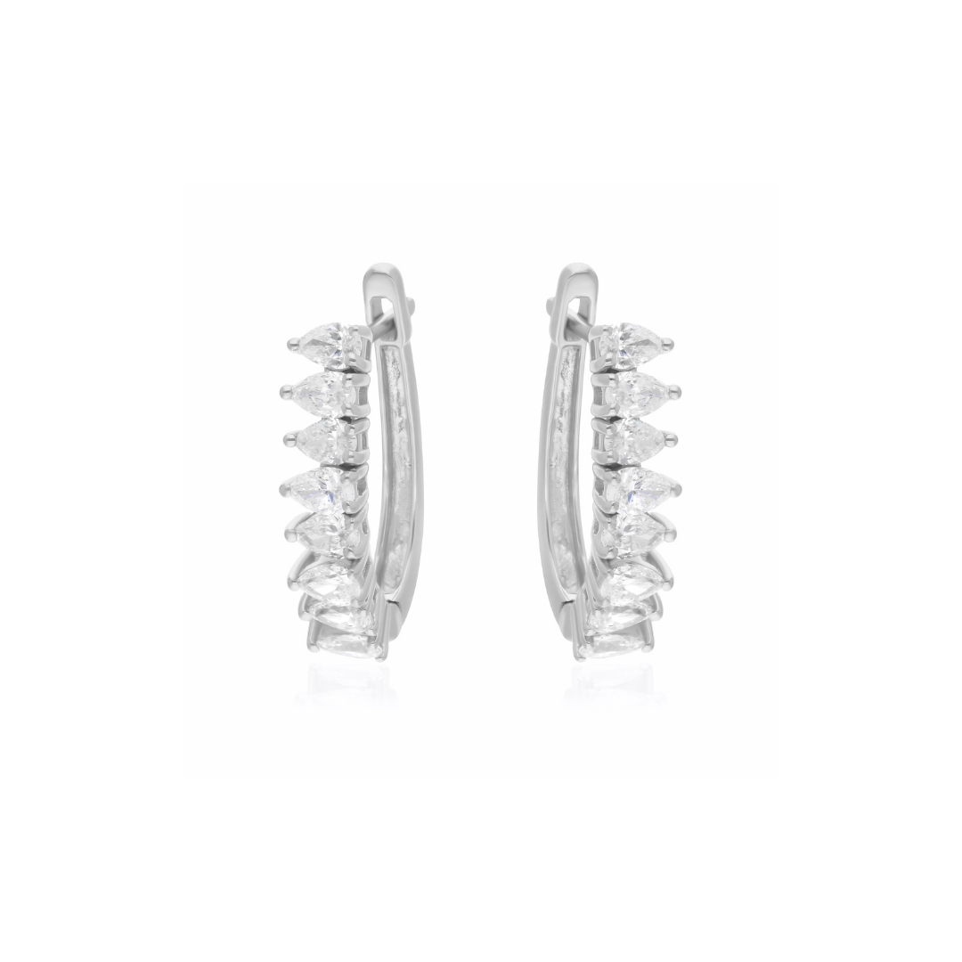 1.38 Ct Natural SI/HI Pear Cut Diamond Hoop Latch Back Earrings