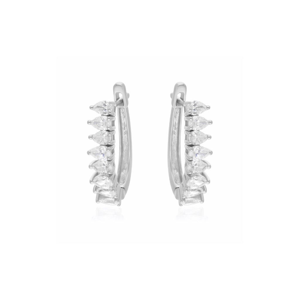 1.38 Ct Natural SI/HI Pear Cut Diamond Hoop Latch Back Earrings