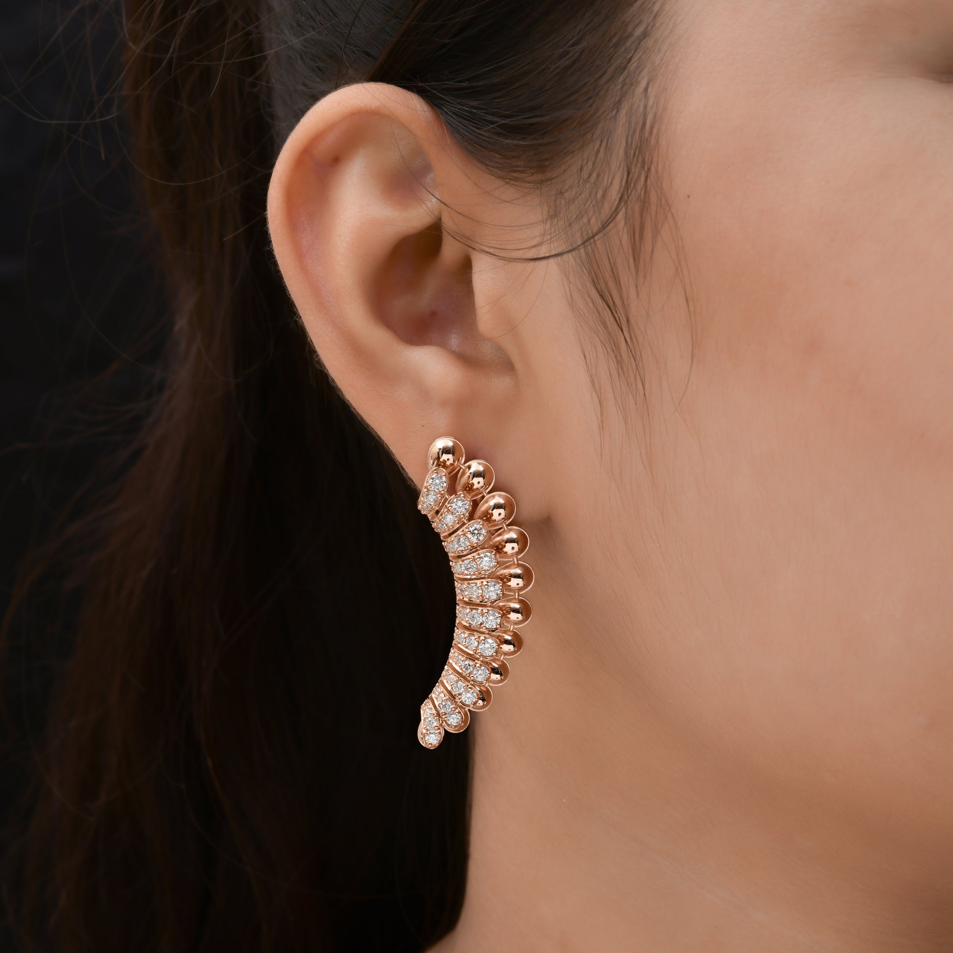 2.55 Ct SI/H Round Diamond Climber Earrings Perfect Anniversary Gift