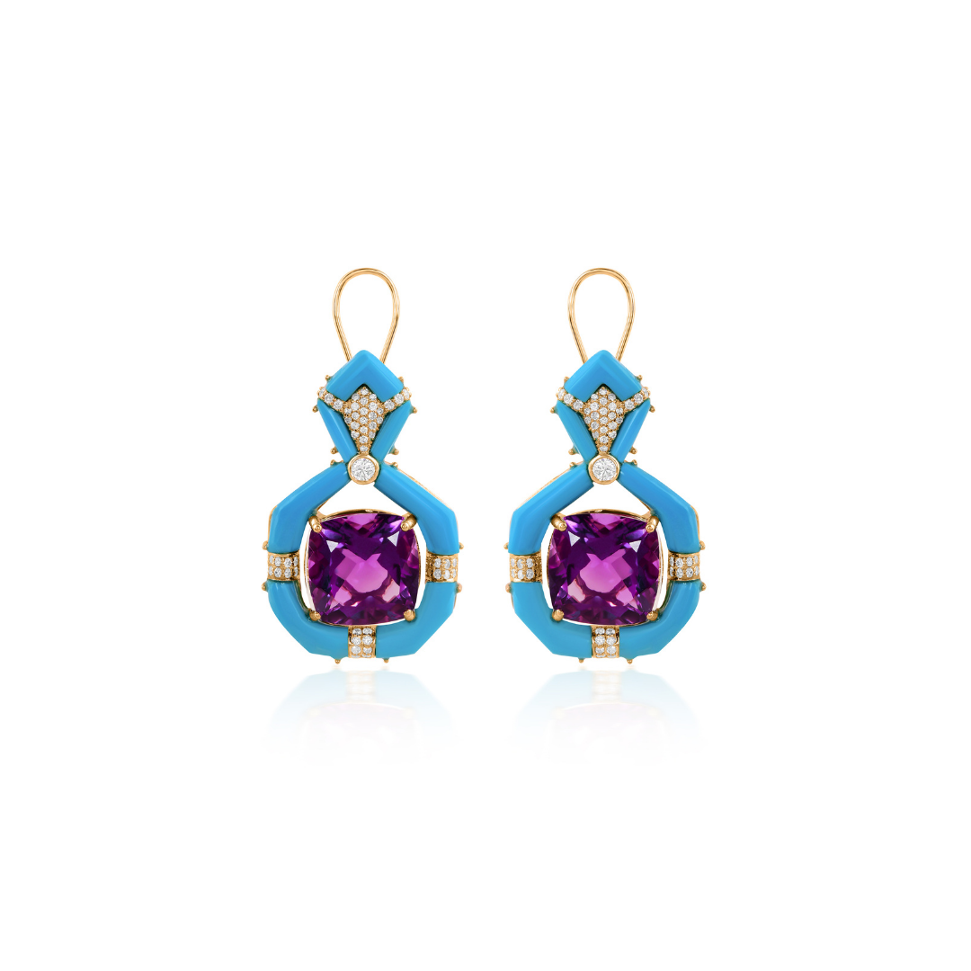 31.05 Tcw Multistone Geometric Drop Earrings Gift for Her