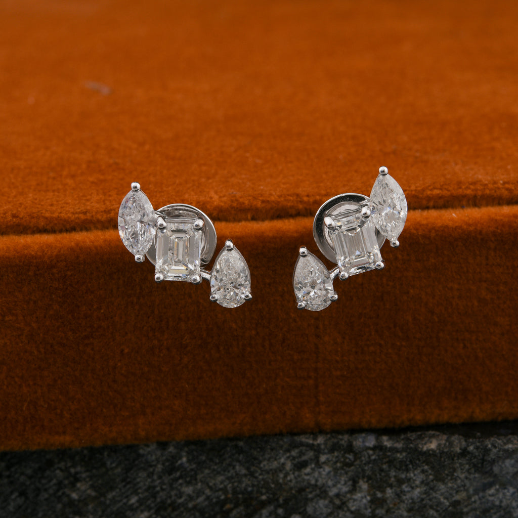 2.23 Ct. Timeless Gold Diamond Stud Earrings with Multi-Cut Diamonds Perfect Gift