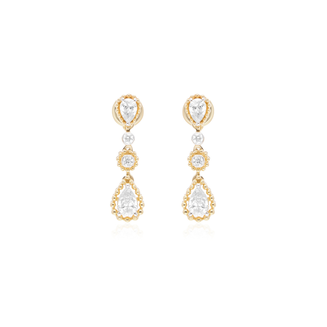 0.71 Ct Real H/SI Teardrop Diamond Dangle Earrings Perfect for Wedding