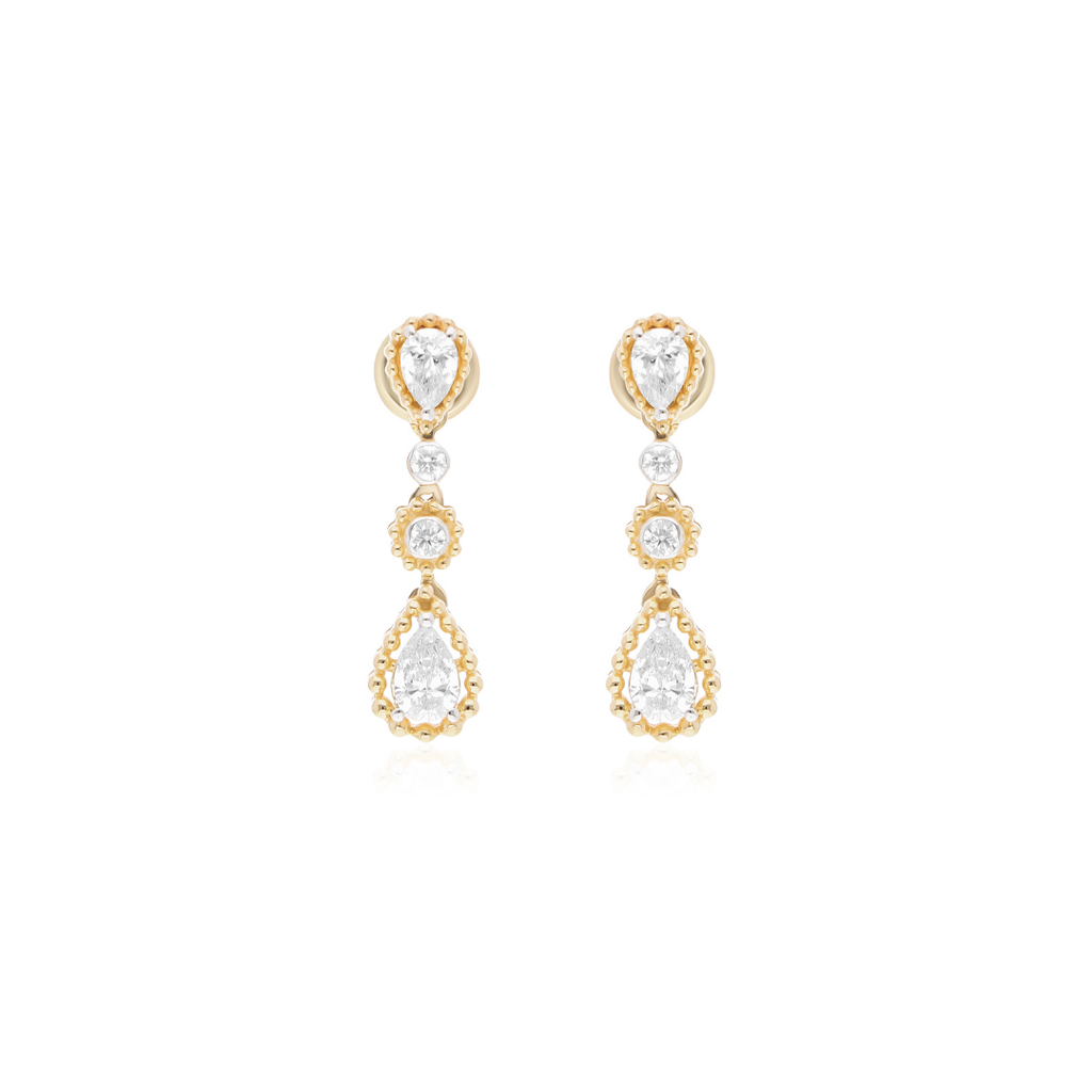 0.71 Ct Real H/SI Teardrop Diamond Dangle Earrings Perfect for Wedding