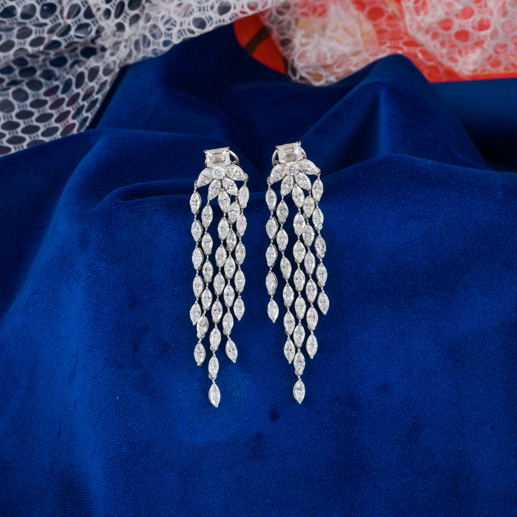 9.32Ct Natural Marquise Cut Diamond Chandelier Drop Earrings