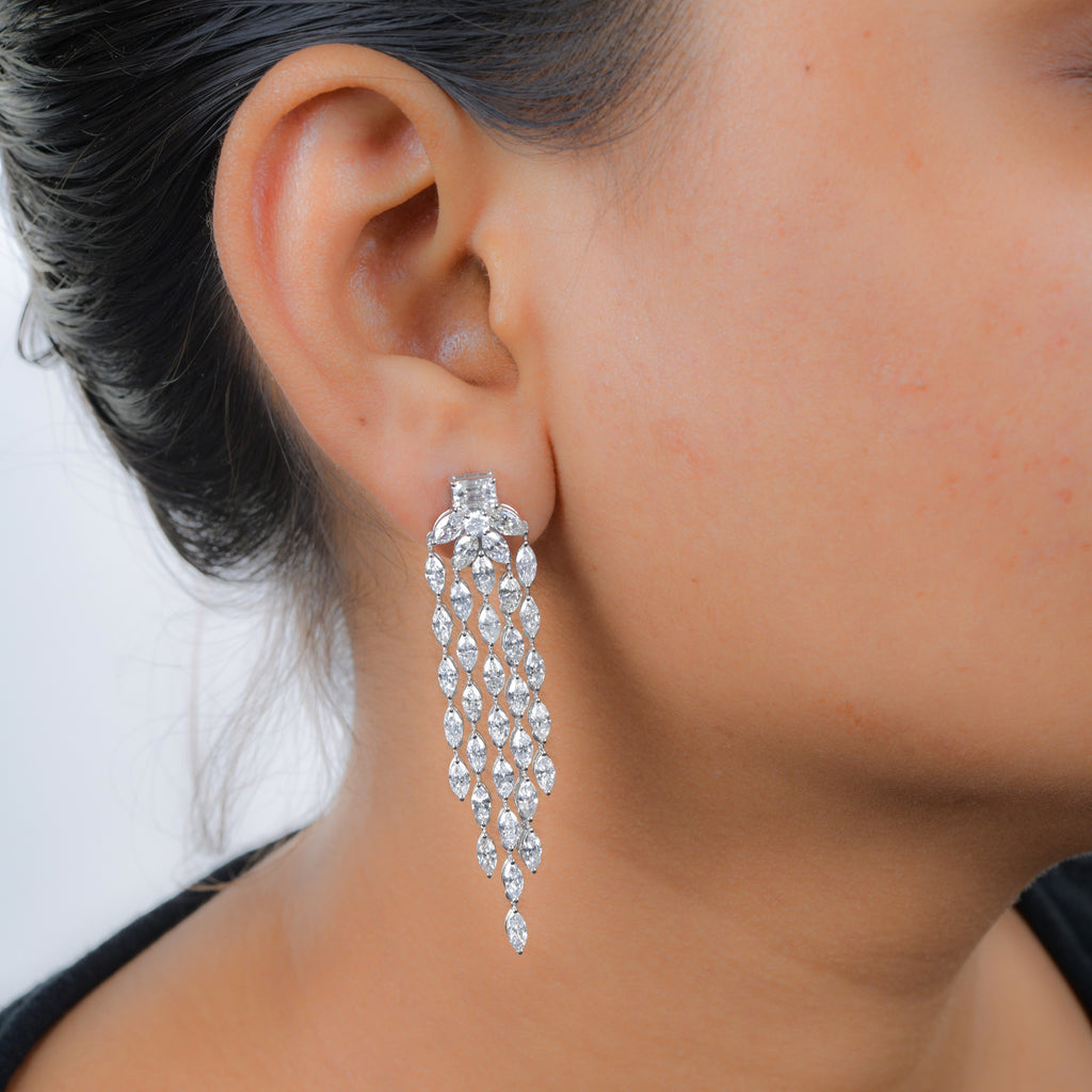 9.32Ct Natural Marquise Cut Diamond Chandelier Drop Earrings