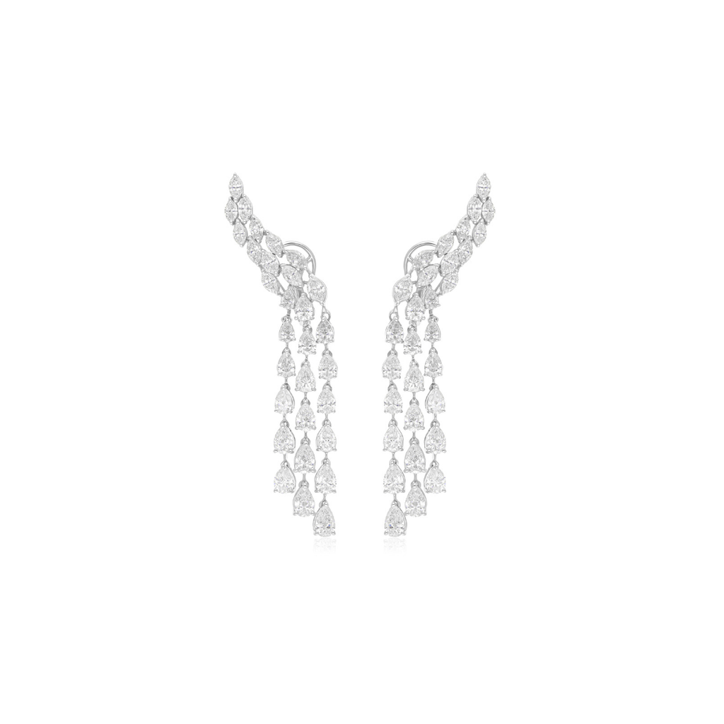 Statement 9.48 Ct SI/H Pear Diamond Chandelier Dangle Drop Earrings