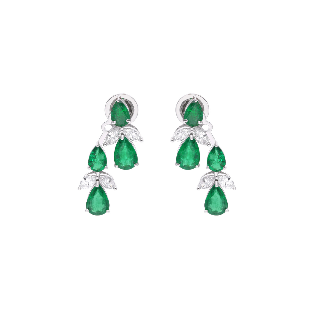 Dual Style 4.73 Tcw Zambian Emerald Teardrop Diamond Jacket Earrings