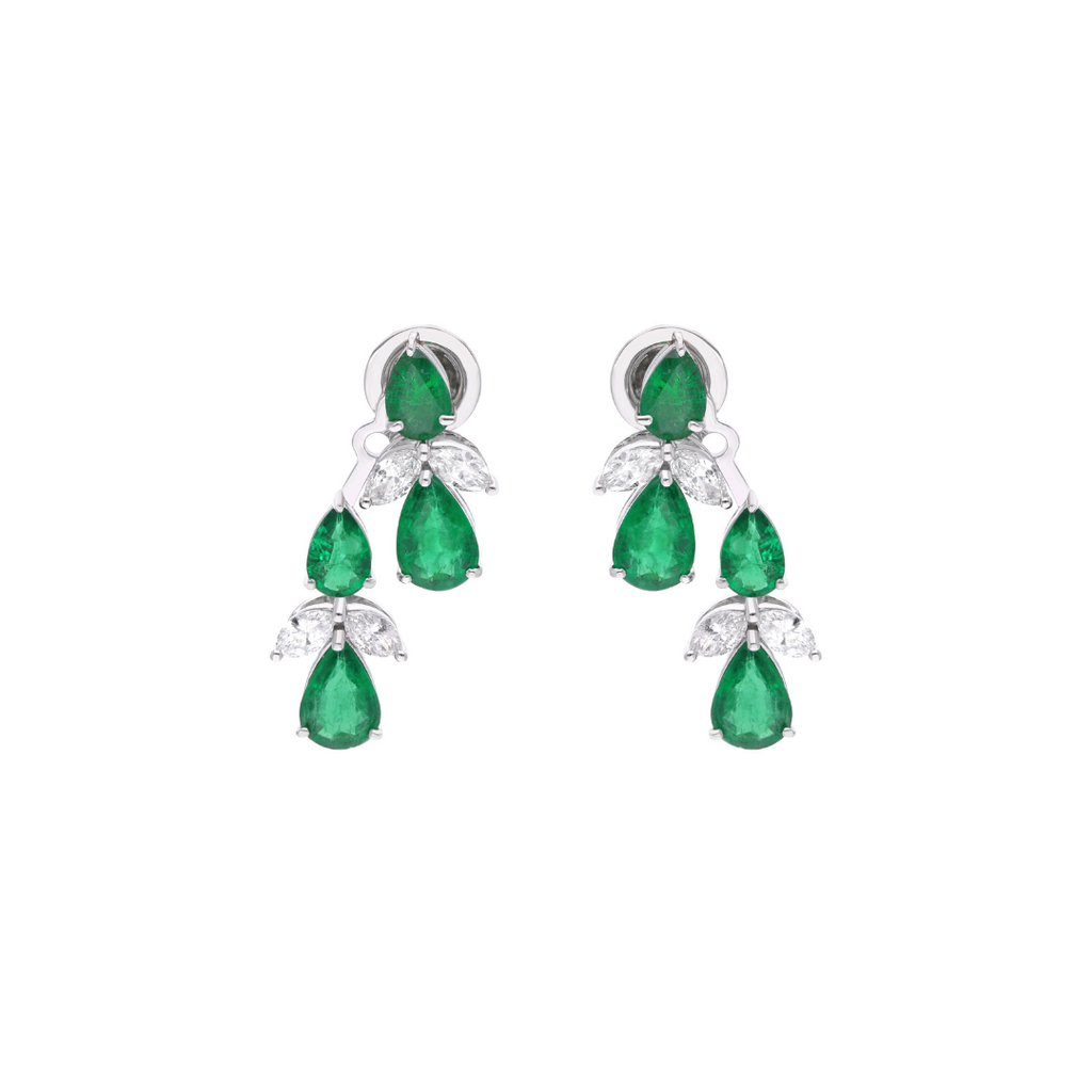 Dual Style 4.73 Tcw Zambian Emerald Teardrop Diamond Jacket Earrings