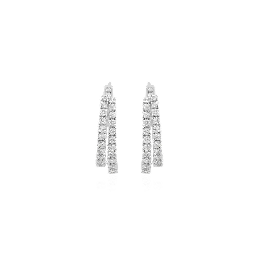 Natural SI/HI Round Pave Diamond Solid Gold 1.66 Carat Huggies Hoop Earrings