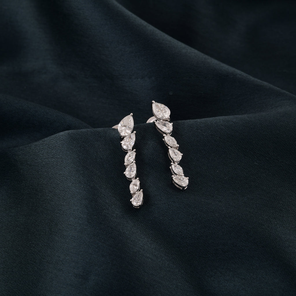 Exquisite Pear Marquise Cut Diamond Drop Gold Earrings