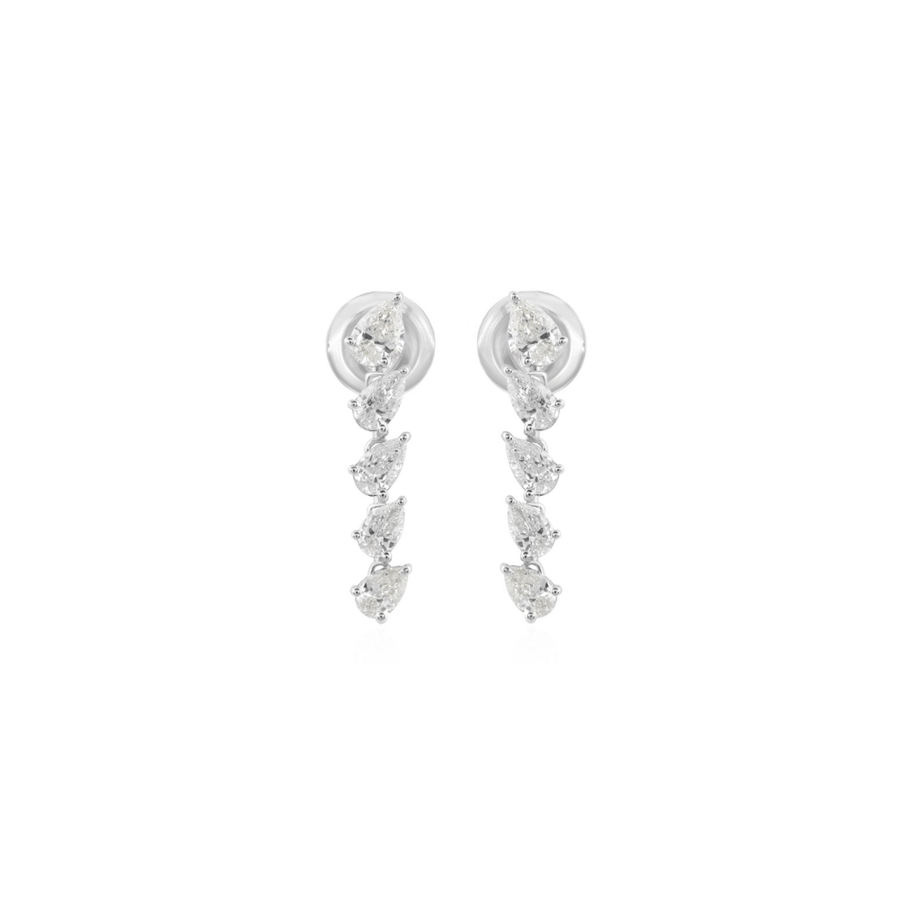Delicate Pear Cut 1.31 Carat Diamond Gold Drop Earrings