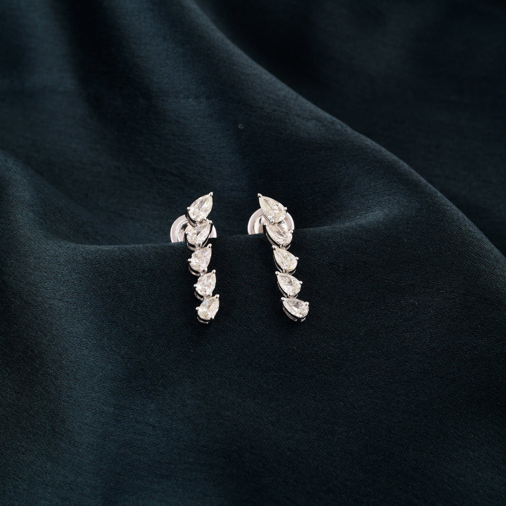 Delicate Pear Cut 1.31 Carat Diamond Gold Drop Earrings