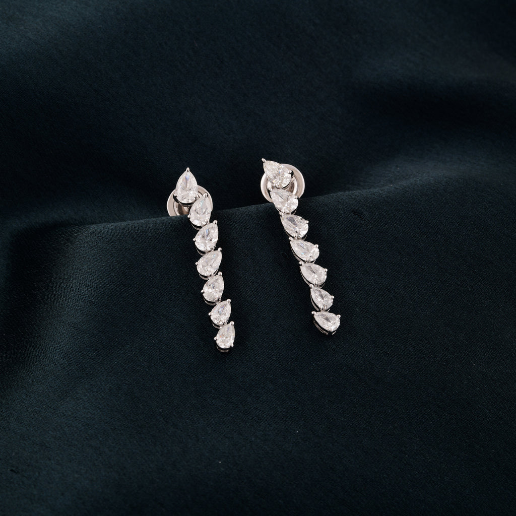 Pear Cut 2.51 Carat Real Diamond Fine Gold Drop Earrings