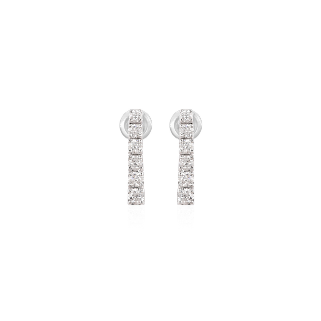 SI Clarity HI Color Round Cut Diamond Fine Drop Gold Earrings