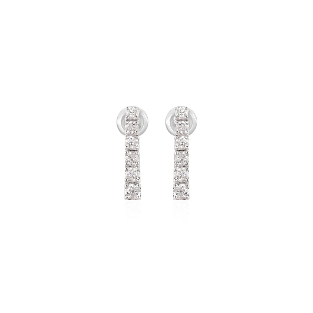 SI Clarity HI Color Round Cut Diamond Fine Drop Gold Earrings