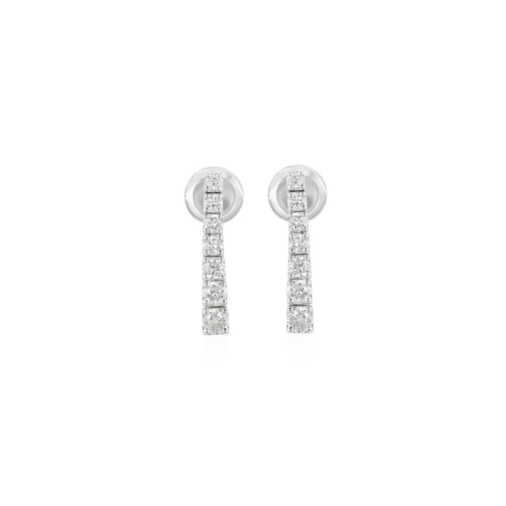 Handcrafted Natural Round Cut Diamond Drop Fine Gold Earrings