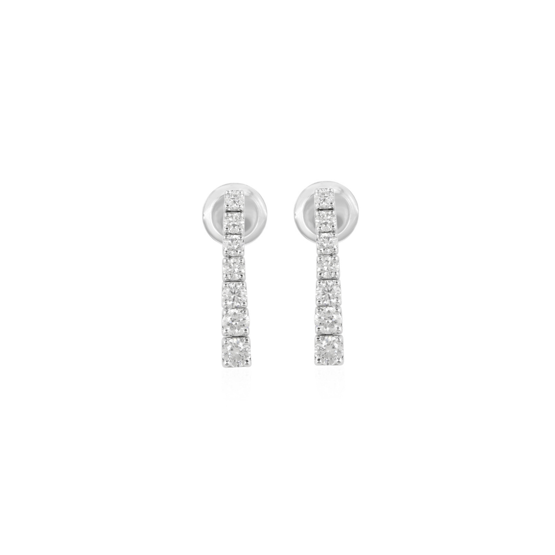 Handcrafted Natural Round Cut Diamond Drop Fine Gold Earrings