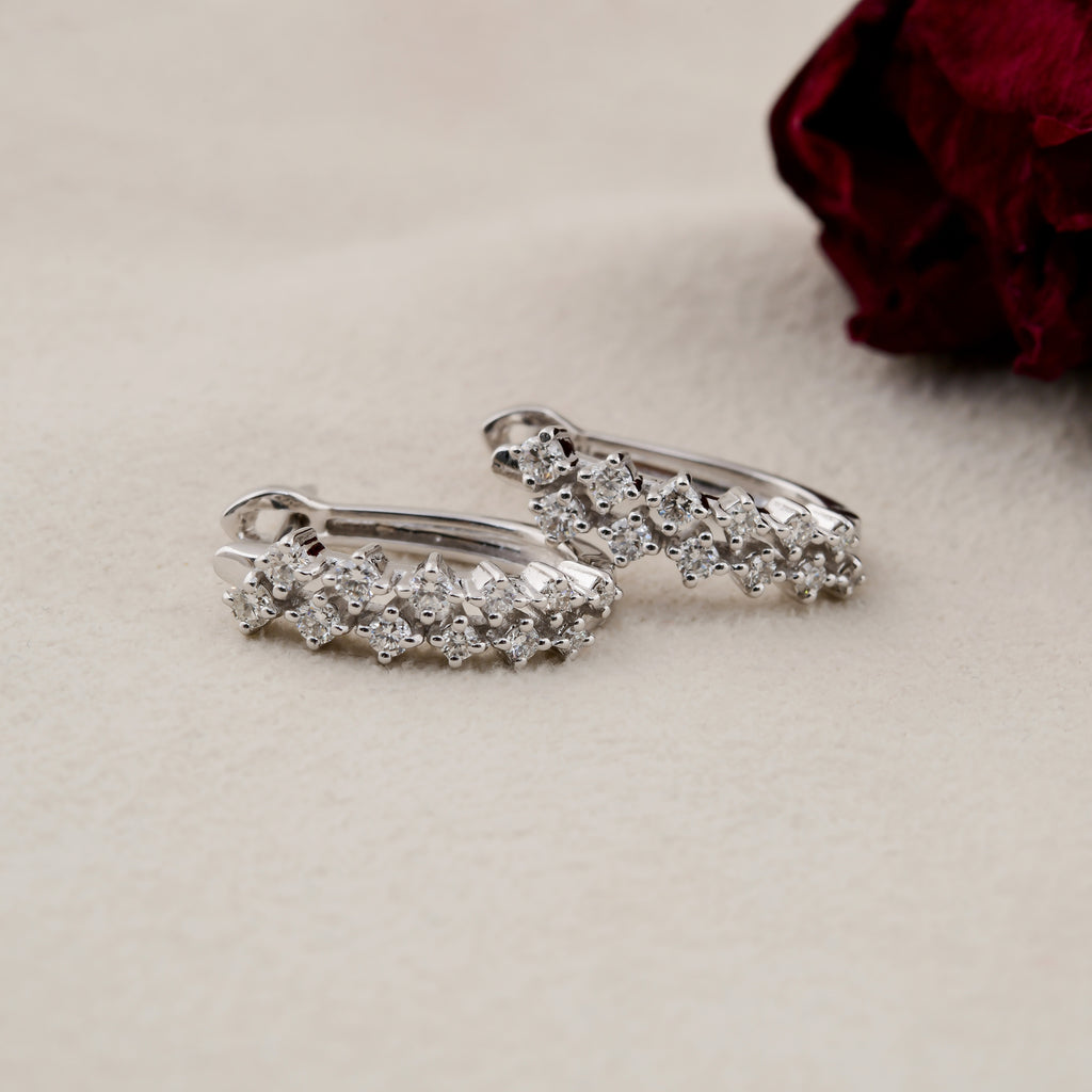 Certified Pure Gold Round Cut Natural Diamond Huggies Hoop Earrings