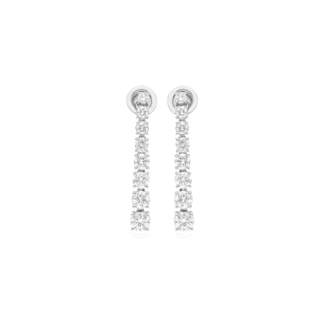 2.62 Ct Natural SI/HI Round Cut Diamond Drop Dangle Gold Earrings