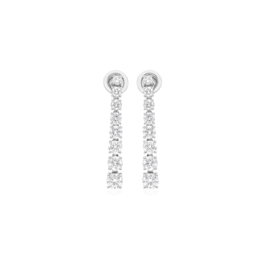 2.62 Ct Natural SI/HI Round Cut Diamond Drop Dangle Gold Earrings
