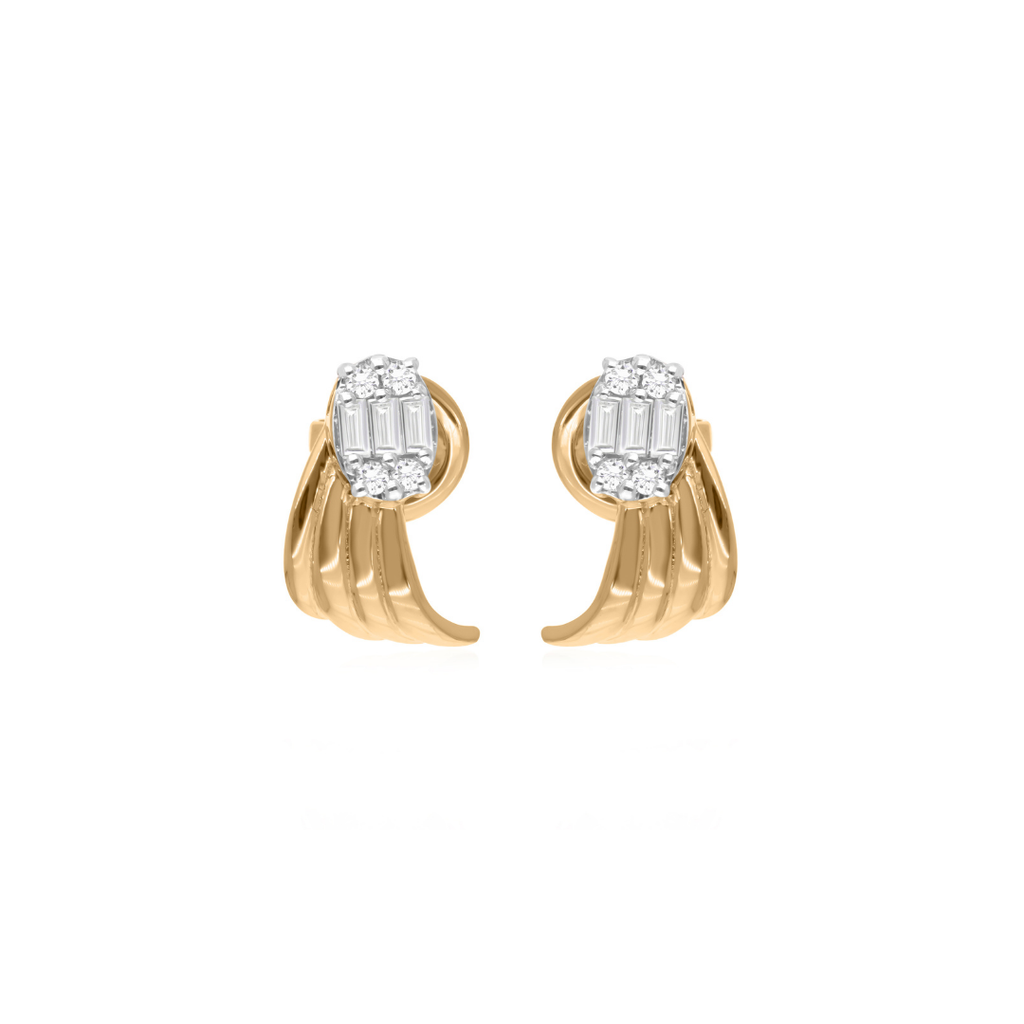Handmade Multi Cut Natural Diamond Stud Earrings In Fine Gold