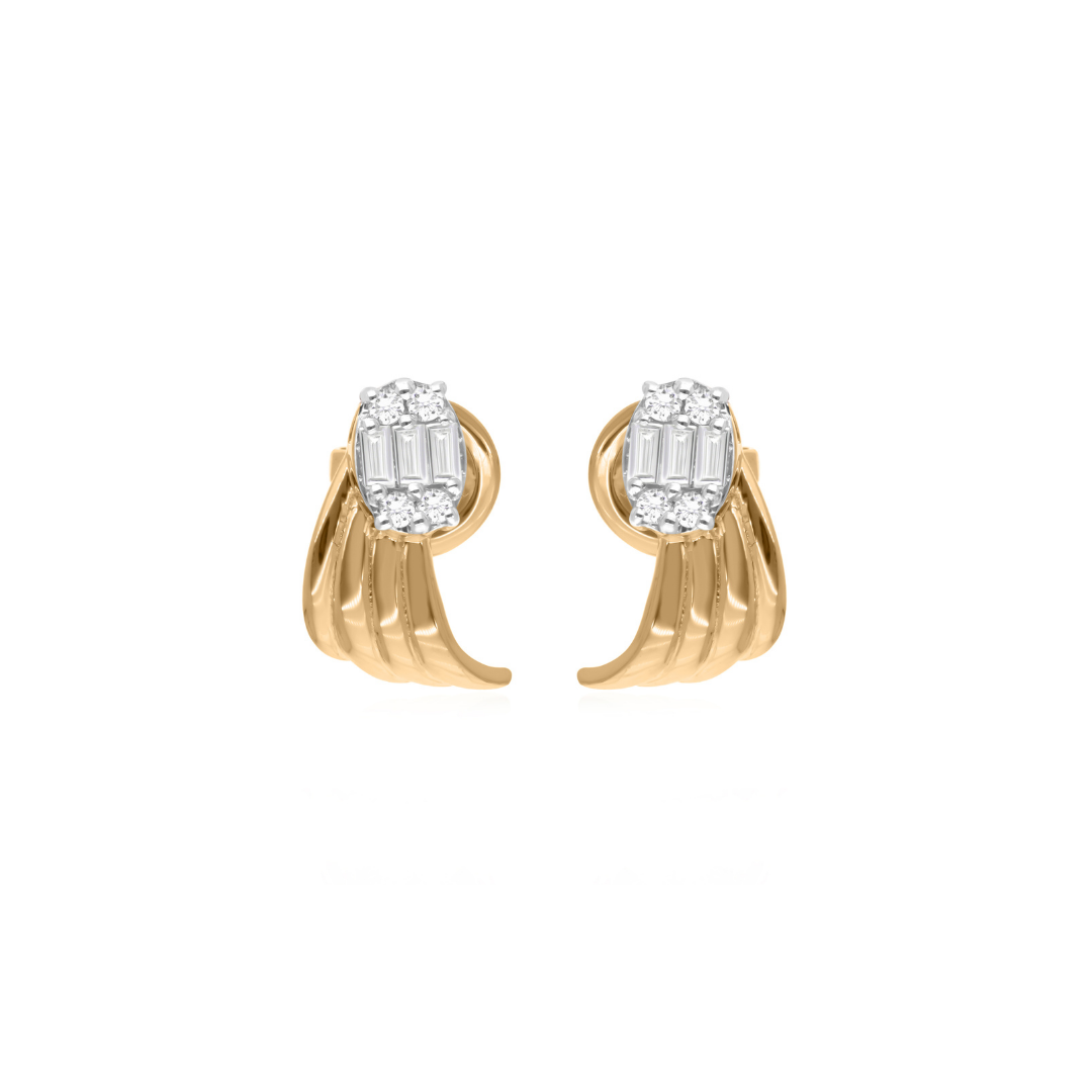 Handmade Multi Cut Natural Diamond Stud Earrings In Fine Gold