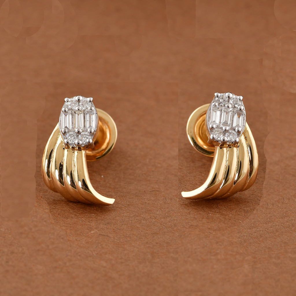 Handmade Multi Cut Natural Diamond Stud Earrings In Fine Gold
