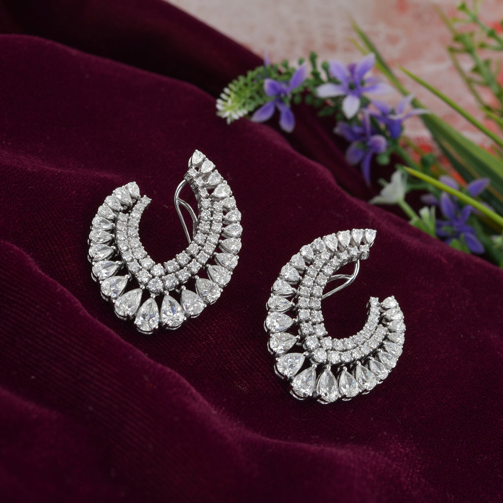 8.24Ct Round Pear Cut Natural Diamond Anniversary Hoop Earrings In Solid Gold