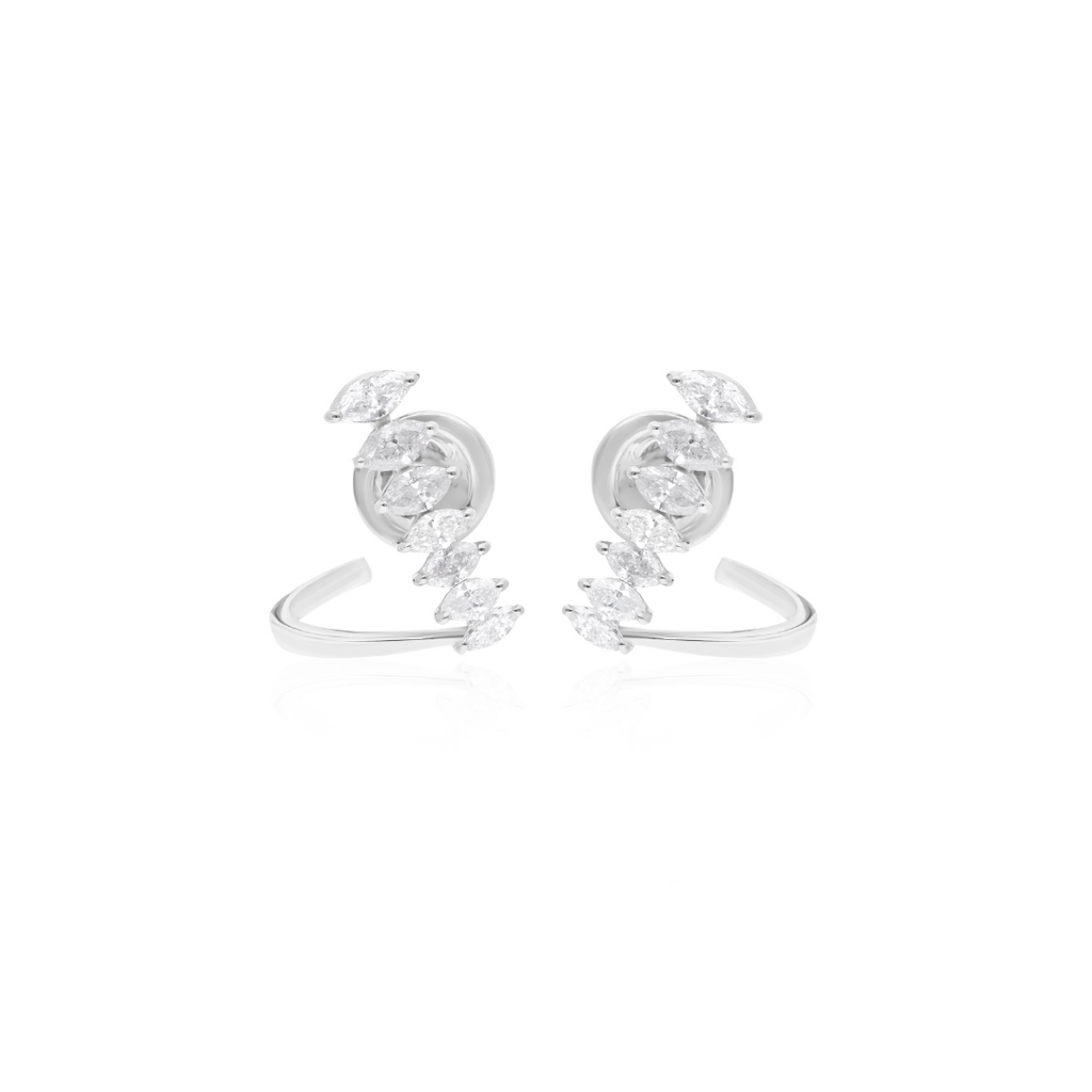 Minimalist 0.82Ct Marquise Shape Diamond Stud Earrings In Solid Gold
