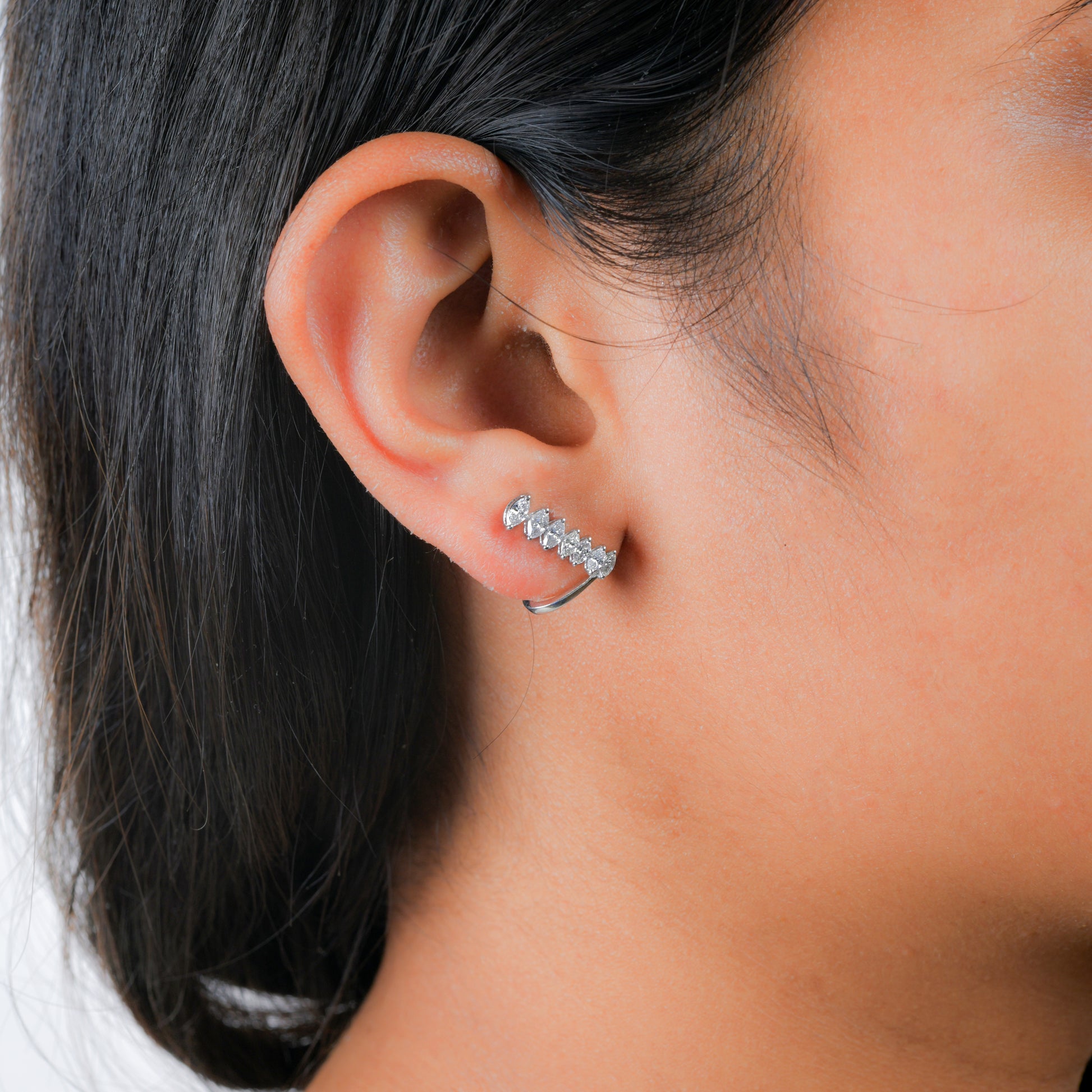 Minimalist 0.82Ct Marquise Shape Diamond Stud Earrings In Solid Gold