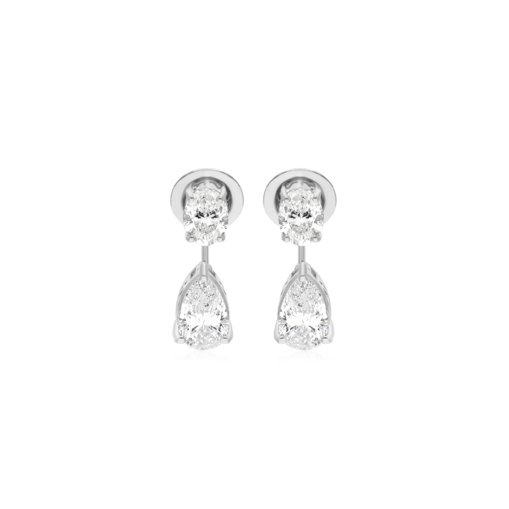 Handmade 2.72Ct Two Stone Natural Diamond Drop Earrings In Solid Gold