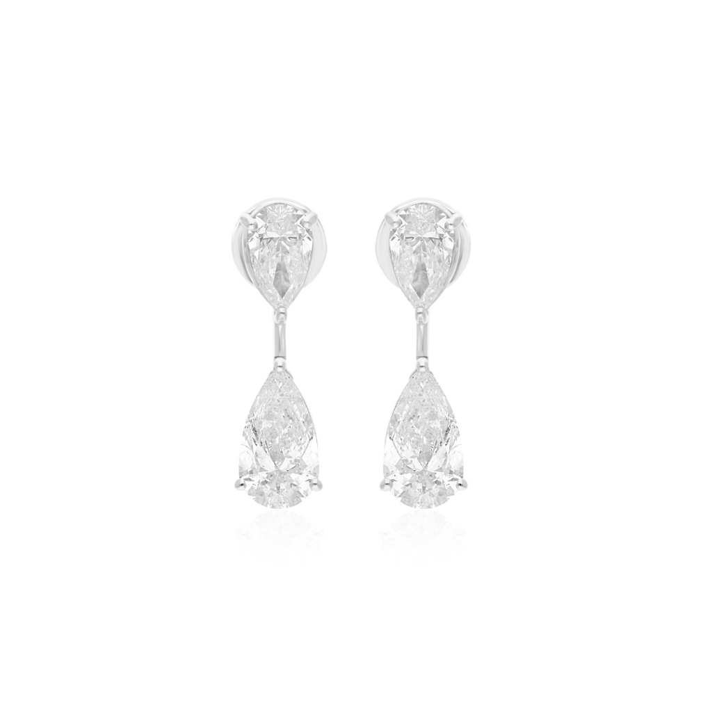 Teardrop 3.88Ct Pear Cut Diamond Dangle Drop Earrings In Fine Gold