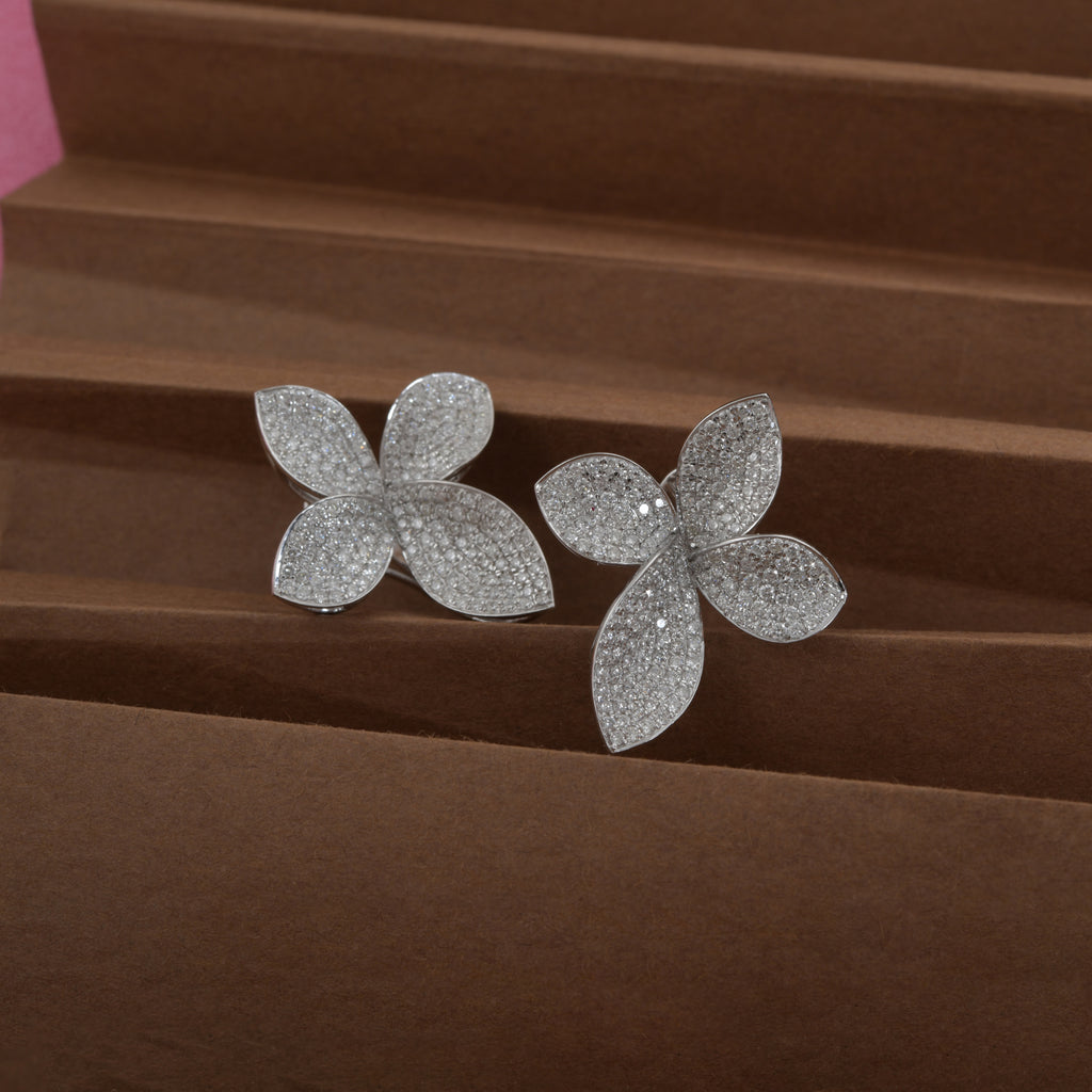 Petals 2.55Ct Natural Diamond Stud Bridal Earrings In Solid Gold